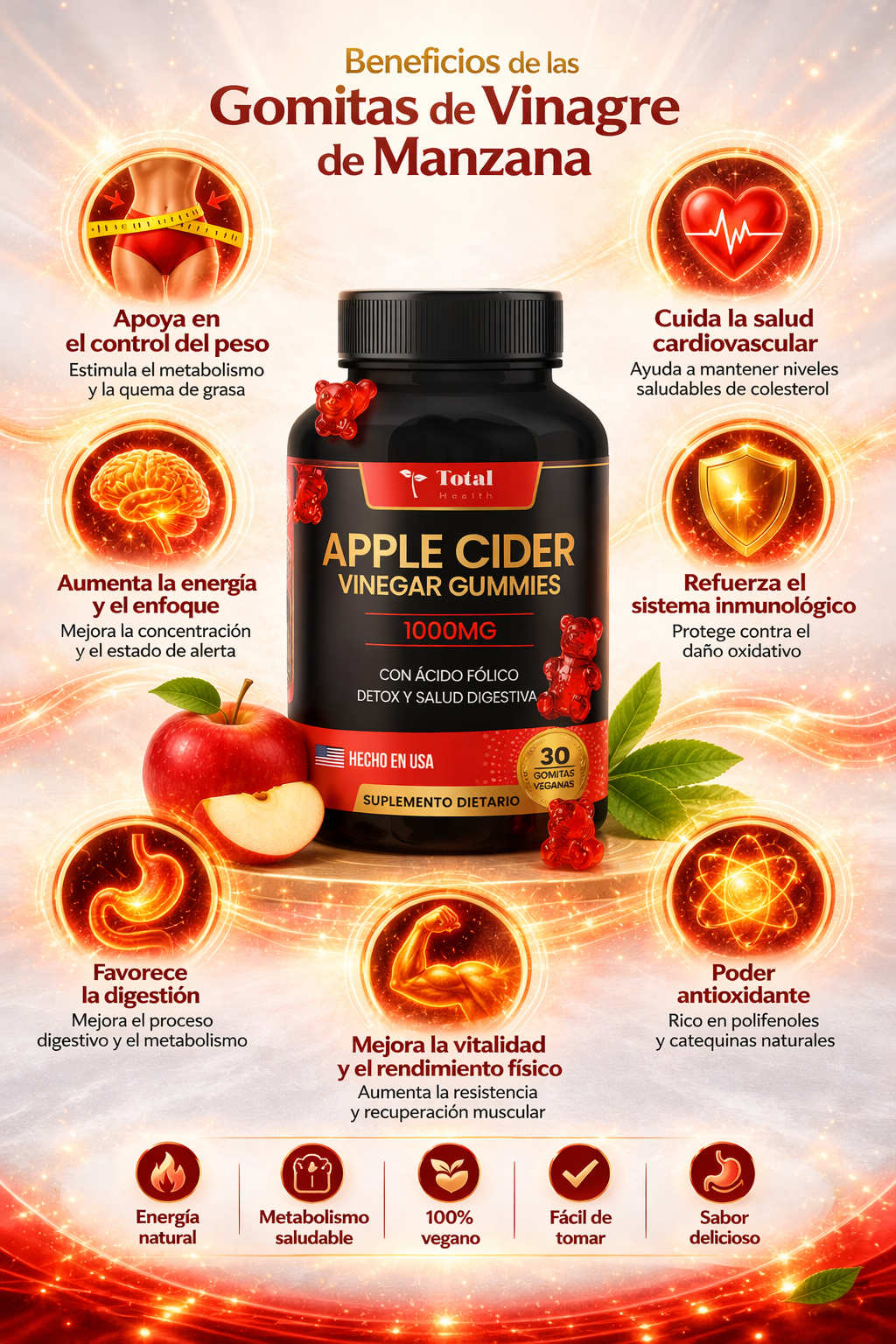 GOMAS DE VINAGRE DE MANZANA TOTAL HEALTH
